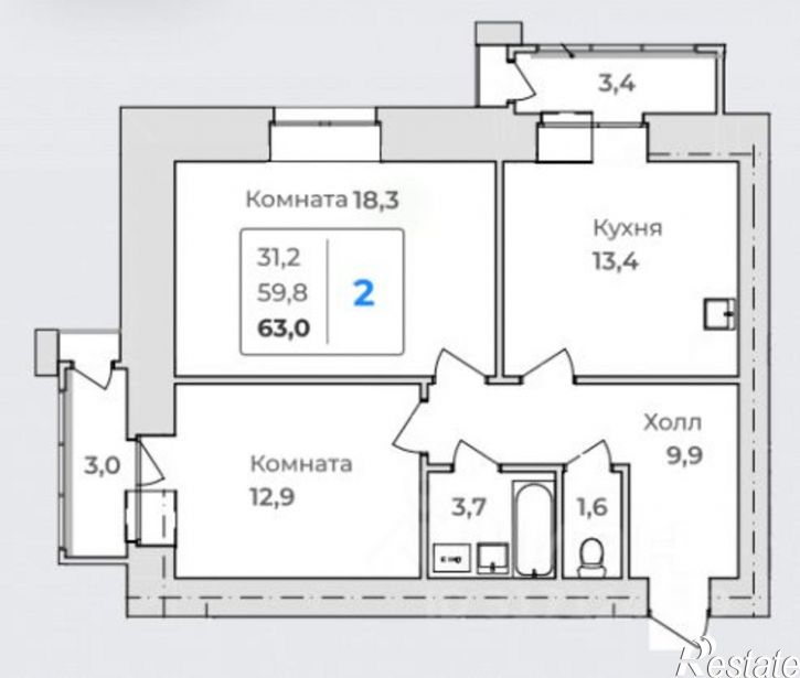 2-комн квартира Благовещенск