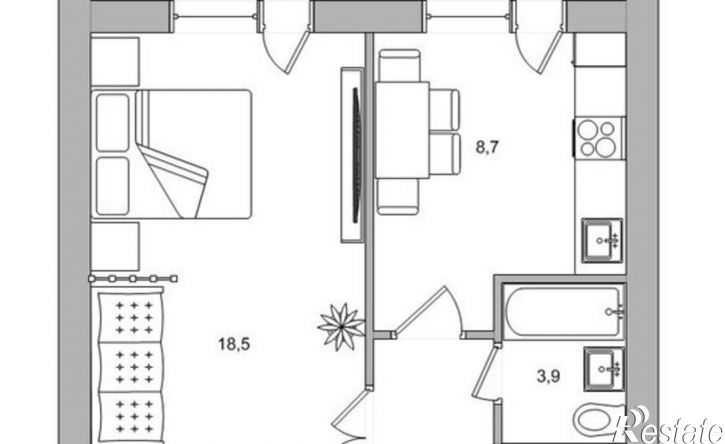 1-комн квартира Благовещенский муниципальный округ, село Чигири, Европейская улица, 9/1