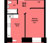 1-комн, 39кв м, этаж 8/10 улица Василенко, 3/3