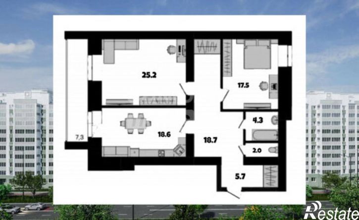 2-комн квартира в новом доме Европейская улица, 11,  д. 11