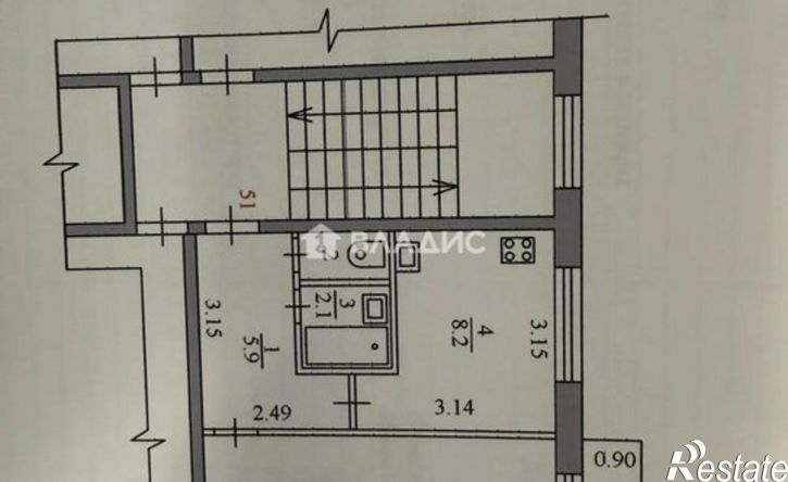 1-комн квартира Благовещенск, посёлок Аэропорт, 4
