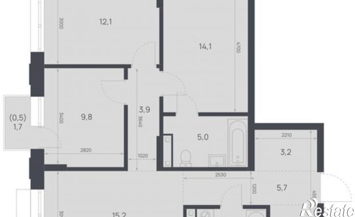 3-комн квартира в новом доме ул Набережная, 2,  д. 2