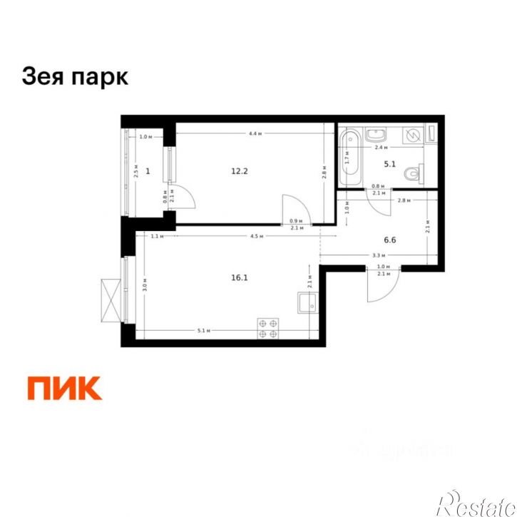 1-комн квартира в новом доме Благовещенск, улица 50 лет Октября